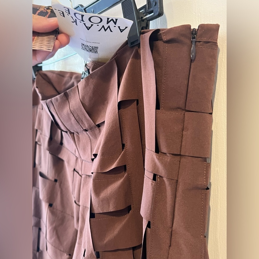 A.W.A.K.E. MODE Brown Architectural Flare Pants FR 46 US 12 NWT - Picture 8 of 13
